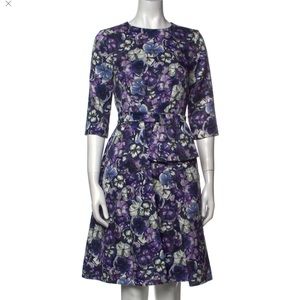 Carolina Herrera Cotton Silk Floral Print Dress Size 4